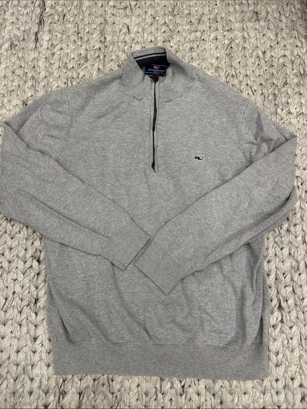 Vineyard Vines Light Gray Quarter-Zip Pullover Cashmere Blend